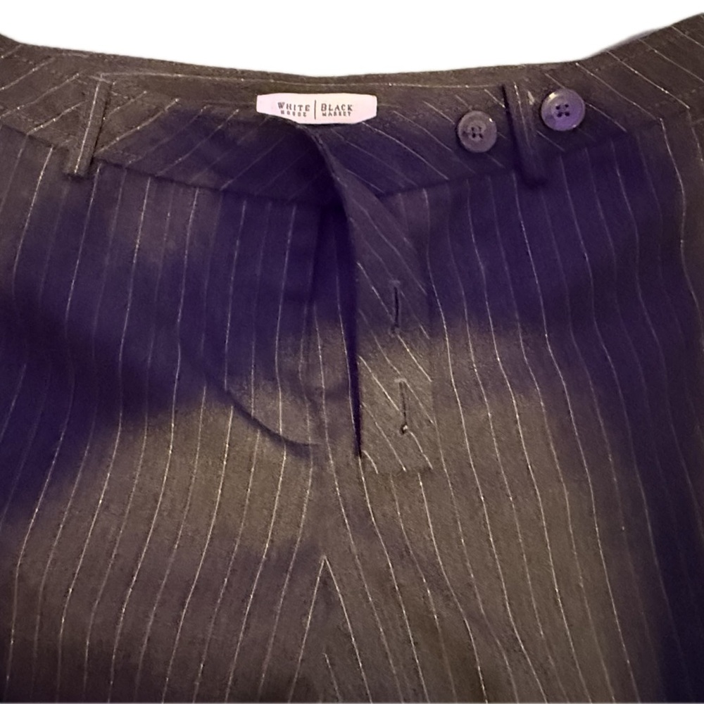 White House Black Market Dark Pinstripe Trousers